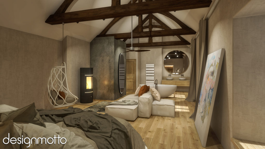 3D Rendering - Main Bedroom - Noyers, France